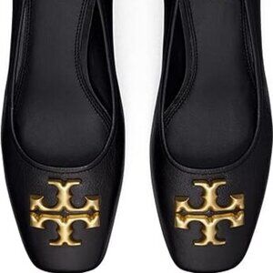 NWOT Tory Burch ~ Eleanor 55mm in Perfect Black Logo Pumps Block Heel ~ 8.5